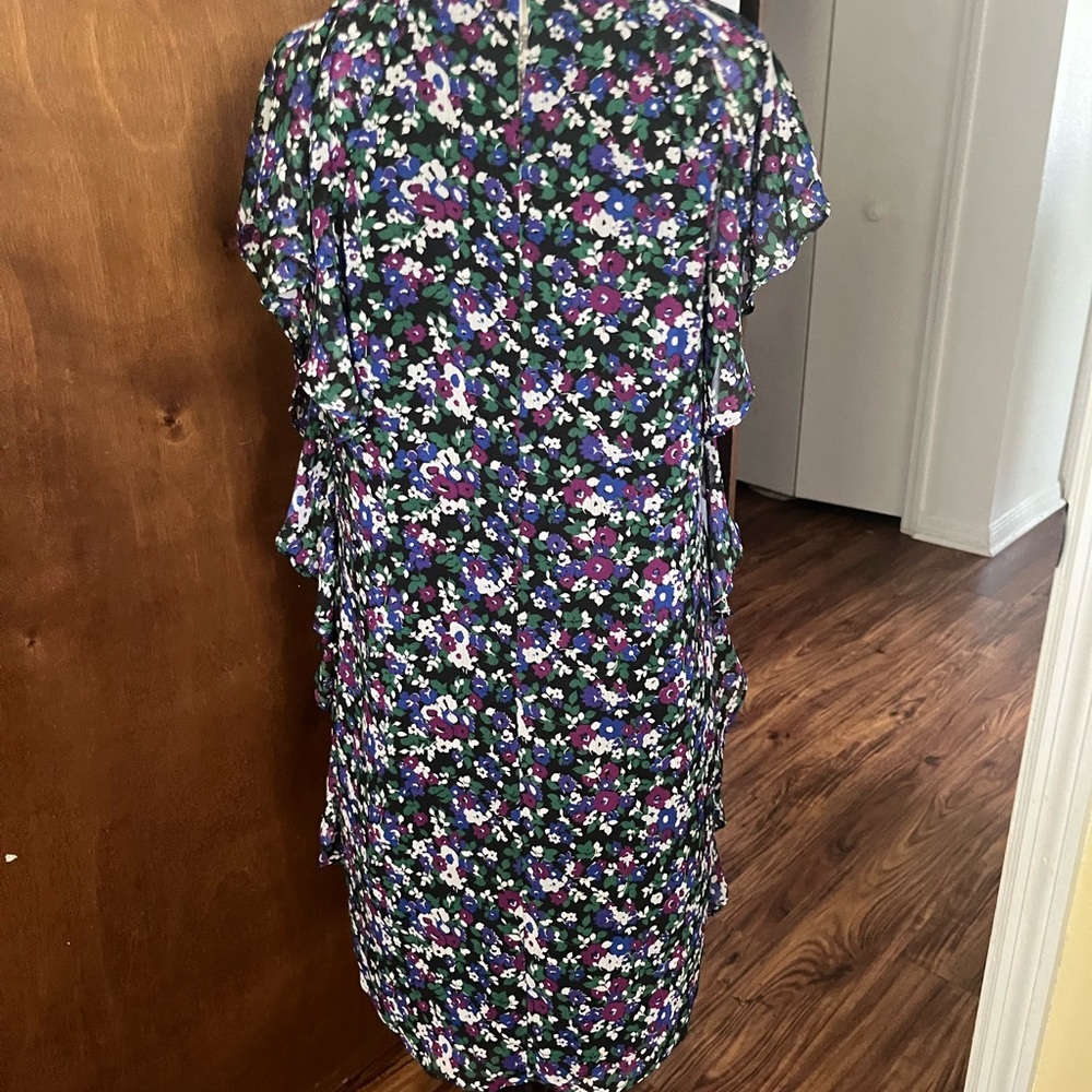Ralph Lauren Purple and Blue Flutter Sleeve Midi Sundress